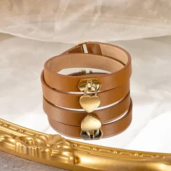 Women MVMT Heartlocks|Bracelets^Double Leather Heartlock Bracelet