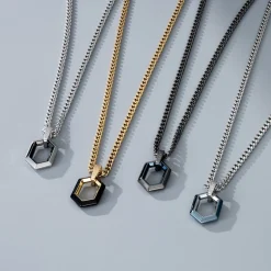 MVMT Necklaces^Hex Pendant Curb Chain Necklace